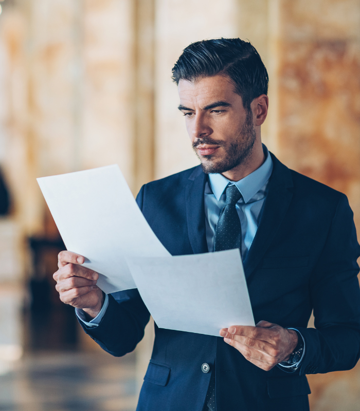 business man reading